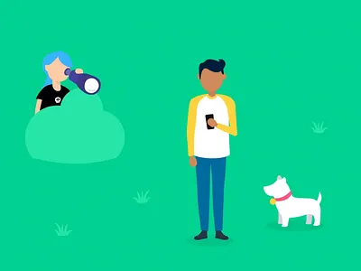 Lottie animation - Secure your account after effects animated cards app app animations bodymovin card animation character animation characters dog fake 3d json loop lottie mobile monocle privacy spy svg animation telescope vector animation