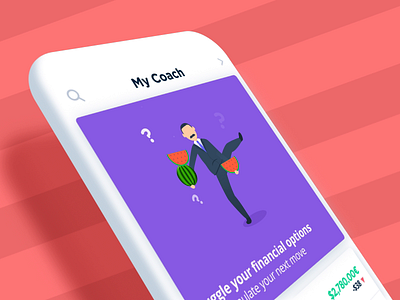 Bankin’ - Juggle your financial options after effects animated cards app app animations bodymovin card animation character animation characters fake 3d fruit joker json juggling loop lottie questions svg animation vector animation watermelon wild card