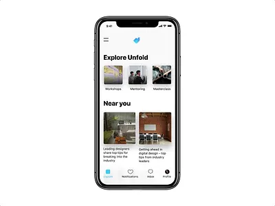Unfold — page transition app blue framer ios madewithframer prototype sketch ui ux