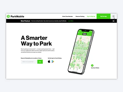 ParkMobile Website Design Homepage Intro app atlanta blue branding composite design digital green grey marketing minimal park parking photoshop redesign simplicity swiss ui usa ux website