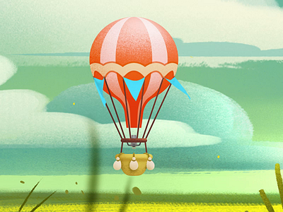 Hot Air Balloon 2d 3d after effects animation art balloon c4d cartoon cloud design fire flame game gif hot air illustration landscape motion physics retro