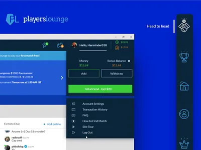 Players Lounge adobexd creative design game gaming interface ui