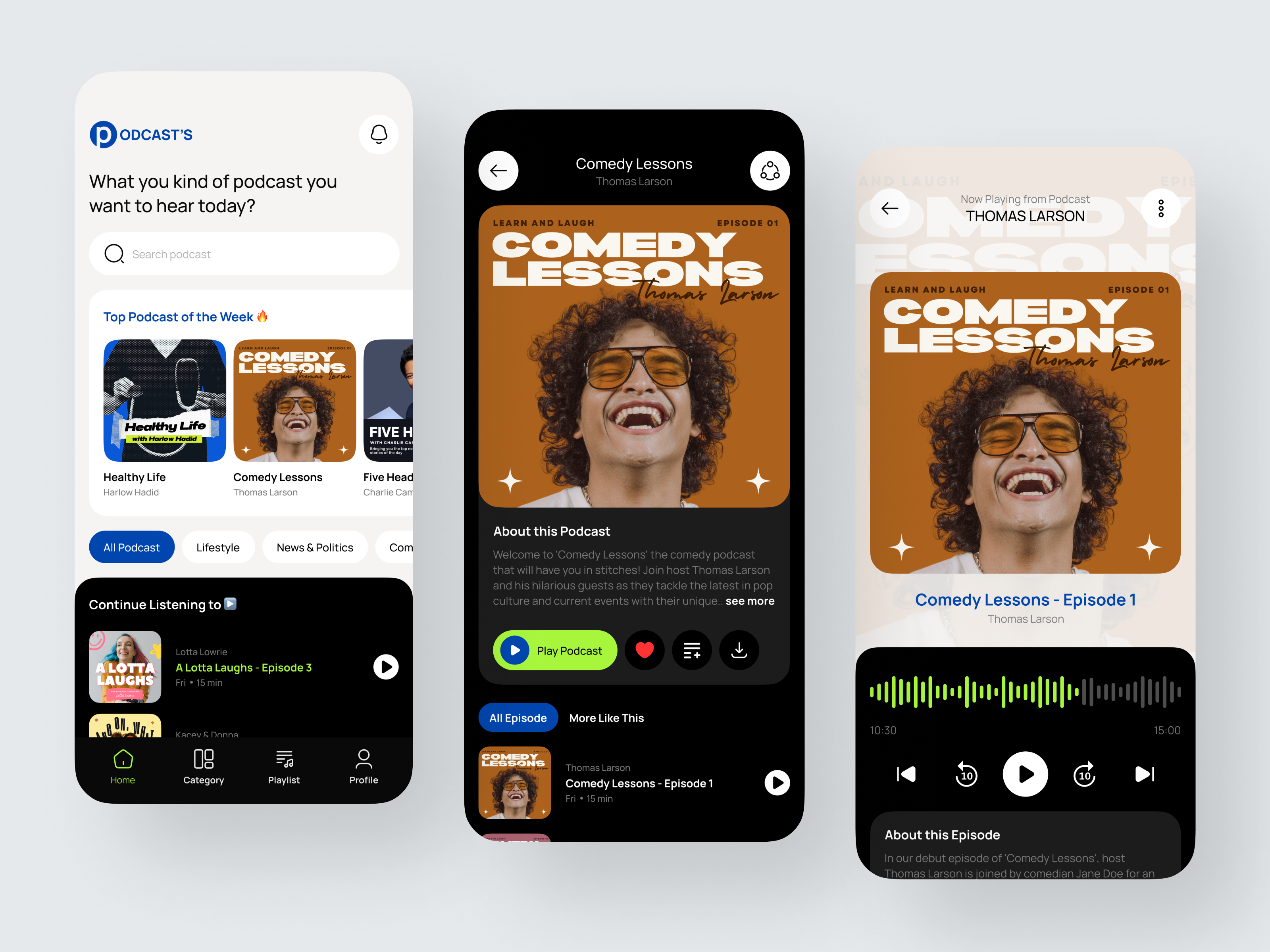 Podcast's - Podcast Mobile App app app design apps audio audiobook clean mobile mobile design music music app music player player playerapp podcast podcast app podcasts sound ui design uiux ux