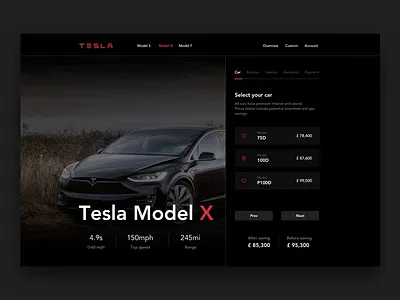 Tesla - Design your Model X / Animation animation animation design automotive dark motion principle principleapp product design prototype tesla tesla car web design