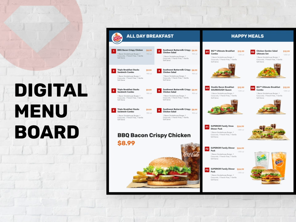 Example of Digital Menu Board Design for Fastfood Drive Through