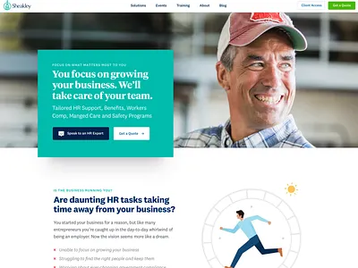 Sheakley Homepage Render Part 01 branding design hr illustration landing page marketing page run cycle timeless ui ux uidesign visual design