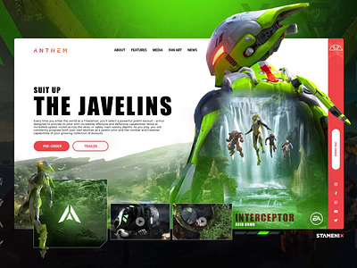 INTERCEPTOR: Anthem landing page UI Animation animation anthem button clash clean esports game gaming landing page slider ui ux