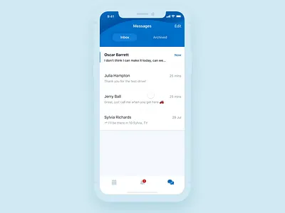 Inbox page animation archive drag gestures inbox ios iphonex message messages motion motion animation protopie prototyping pull refresh transition
