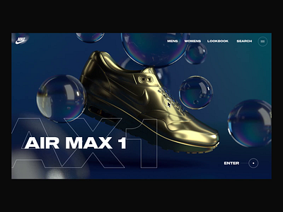 Air Max 1 Interaction after affects after effects air max 1 animation cinema 4d interaction interface landing page nike typography ui ux web web design website