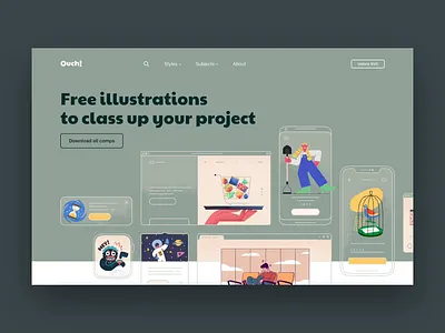 Ouch! animation colors design flat flinto illustrations interface typography ui ux vector web web design website