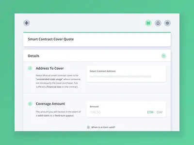 Nexus Mutual Interface blockchain design ethereum fintech insurance insuretech product product design tokens ui ux