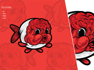 Ranchu Goldfish Cartoon Illustration branding club logo