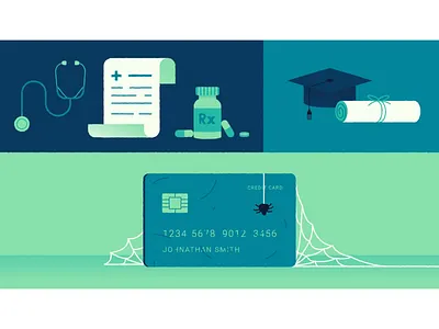 Types of Debt animation bank credit credit card debt loan loans motion graphic