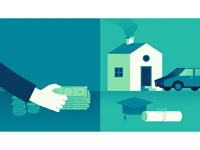 Paying Back Debts animation bank cash credit credit score debts loans motion motion graphic