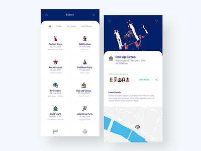 Events Organizer Mobile App Design android app animation app design branding calendar calendar app clean design designer event organizer events events app flat inspiration interaction ios app mobile app planner ui ux
