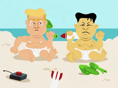 Crybabies aftereffects animation babies cartoon character donaldtrump fight illustration kim kimjongun missile nuclear nuke rocket sandbox sketch tank trump vector war