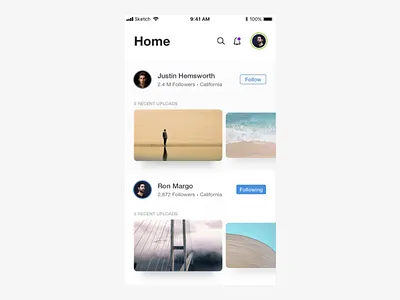 Photo Sharing App - UI Animation freebie minimal motion animation ui ux