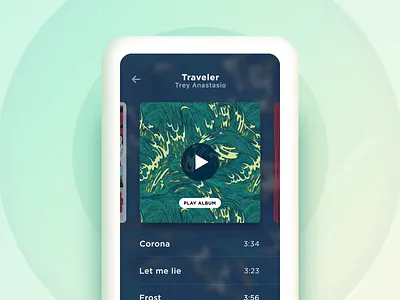 Navigate horizontally between albums album albums animation app audio carousel collection concept cover coverflow interactive ios list minimal mobile motion motion design music player ui
