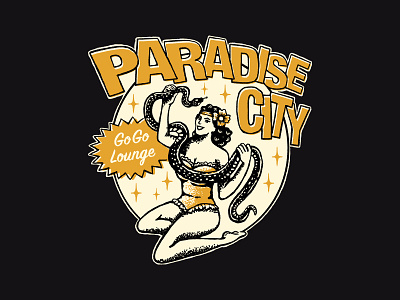 Paradise City Apparel Design apparel badge cabaret hand drawn illustration t shirt design typography vintage