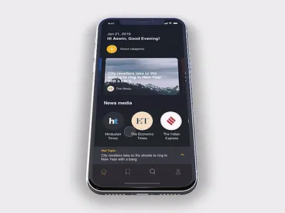 News App Design - Interactive animation app concept creative dark mode dark ui design flat iphonex minimal prototype ui ux website