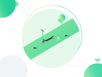 Scooter ae ai animation app cloud color design illustration illustrator onboarding paperplane road scooter tree web website