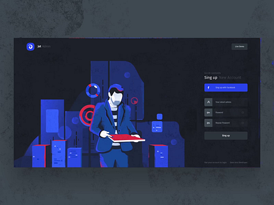 Jet Sign Up screen 3d app application art design flat flat design geex arts illustration illustrations picture ui vector work