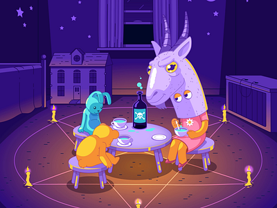 Creepy Kid's Tea Party after effects animated gif cartoon character character animation character design cute gif illustration loop vector