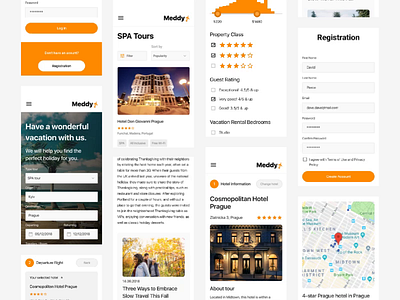 Mobile pages for Meddy animation booking flight medical medicine mobile relax spa tour treatment ui ui ux design uianimation userexperience userinterface ux web design