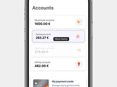 Banking app - move money animation app finance interaction iphone mobile money