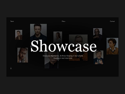 Talent Homepage Dark animation black black white design desktop menu minimal photography serif typography ui ui design ux ux design website