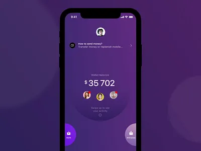 eWallet Interactions activity app balance cash digital fintech money refill ui ux design wallet withdraw