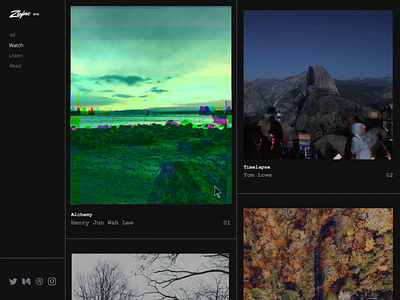 Zajno Inspiration Grid Goes on Product Hunt art black white branding business community dark colors feed glitch grid inspiration launch music product design product hunt share vibes video web source zajno