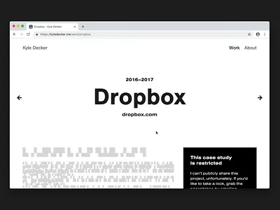 New Portfolio - Restricted Case Study auth dropbox glitch locked missingno portfolio restricted