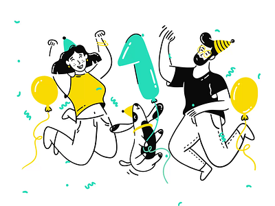 First Anniversary animation birthday birthday cake illustration illustration agency ui