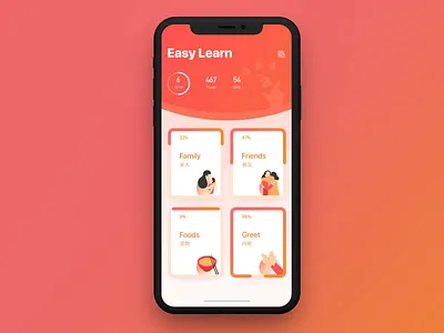 Chinese language learning animation animation course dribbble family food friend game game app gradient illustration interaction language learning micro interaction motion pass ui voice wave