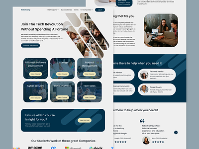 Tech Bootcamp Landing Page Concept blue e-learning modern ui ux web design