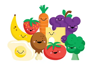 Everyone Say Cheese! activity animation cartoon childrens cute food food groups fruit health illustration kids protein vegetables yummy