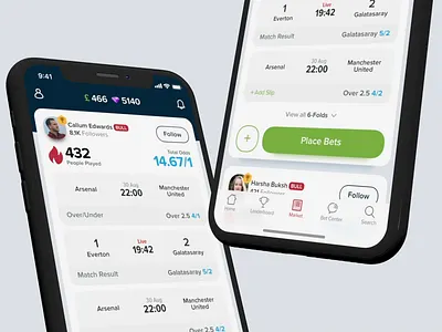 Concept Betting Feed acca animation app bet betting dark dark mode football light minimal minimal app mobile soccer sport ui