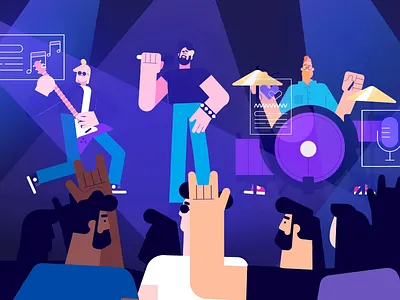 Band On Stage ae animation band berg character club design graphic guitar illustration loop motion people playing stage