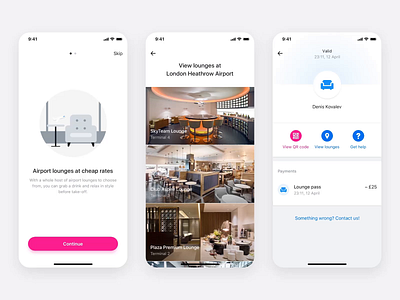 Airport Lounges — App airport airports animation app clean design app interaction design lounges minimal minimalism pass passage passbook passcode principle product design qrcode ui ux ux design