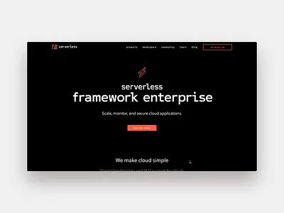 Enterprise page hero 2d animation black desktop engineering illustration interface motion red scheme serverless startup svg tool ui visual white