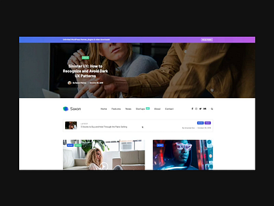 Saxon animation blogger business corporate design hero magazine minimal promo slider themeforest ui ux web webdesign wordpress