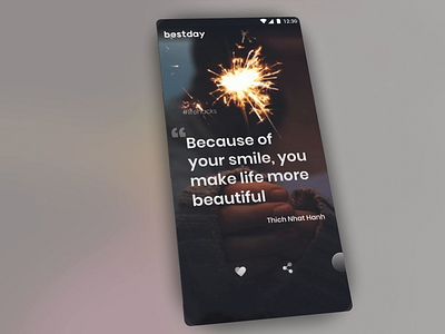 Daily quote sharing app app dark ui framer mobile