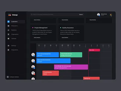 Timeline & Management Tool - Dark Mode Interaction dark dark mode interaction light mode motion design mov mp4 okr planning popup roadmap schedule switch team software timeline ui ux video