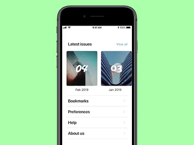 Issue switcher app invisionstudio ios magazine mobile switcher ui