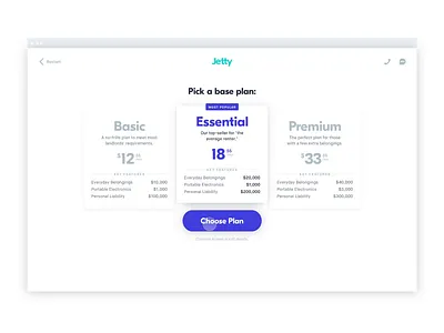 Plan Card Transition animation insurance plans pricing purchase flow transition uidesign