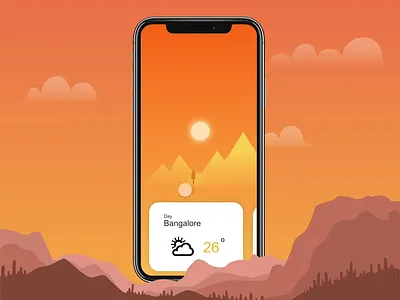 Weather App Interaction Concept after effects animation animation after effects animation design app app interface concept app concept art design flat illustration interaction animation interaction design invision studio night mode sun rise vector vector animation vector art weather app