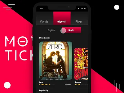Movie Ticket Booking App adobexd app auto animate challenge iphonx madewithadobexd mobile movie ticket uiux userinterface xddailychallenge
