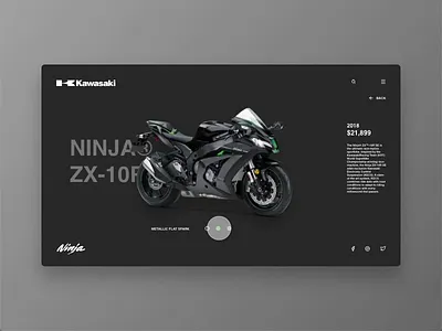 Website concept adobe animate animation app bike colors design design concept freebie xd green interaction interface kawasaki madewithadobexd minimal ninja prototype ui web website xd