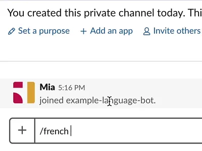 LanguageBot Slack App - translate languages with /slash commands after effects animation app app branding bot branding chat code french german japanese language logo motion mp4 slack slack app spanish ux ui video